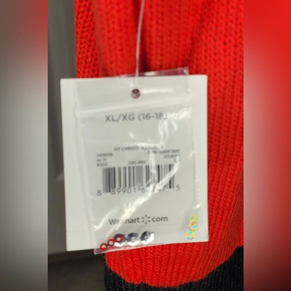 Holiday Time Women Santa Claus Sweater Dress Size XL(16-18) Sequin Skirt Red NWT - Picture 4 of 7